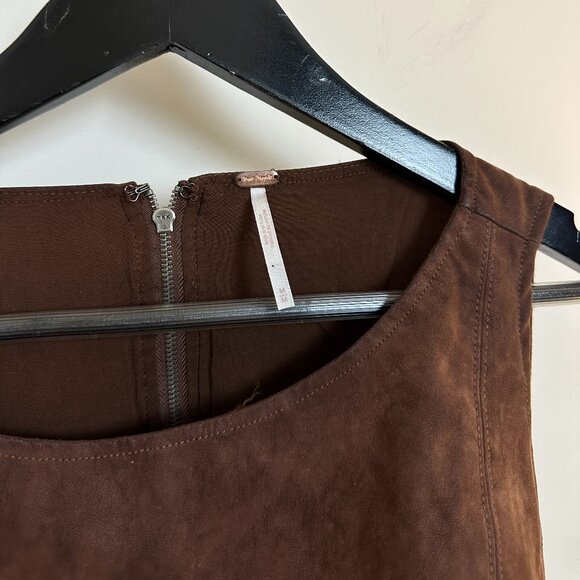 FREE PEOPLE Atlas Cutout Faux Suede Minidress in Chicory Coffee Size Medium - Picture 7 of 14